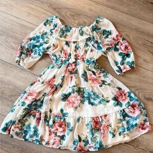 Floral Kids Dress in Pink and Green